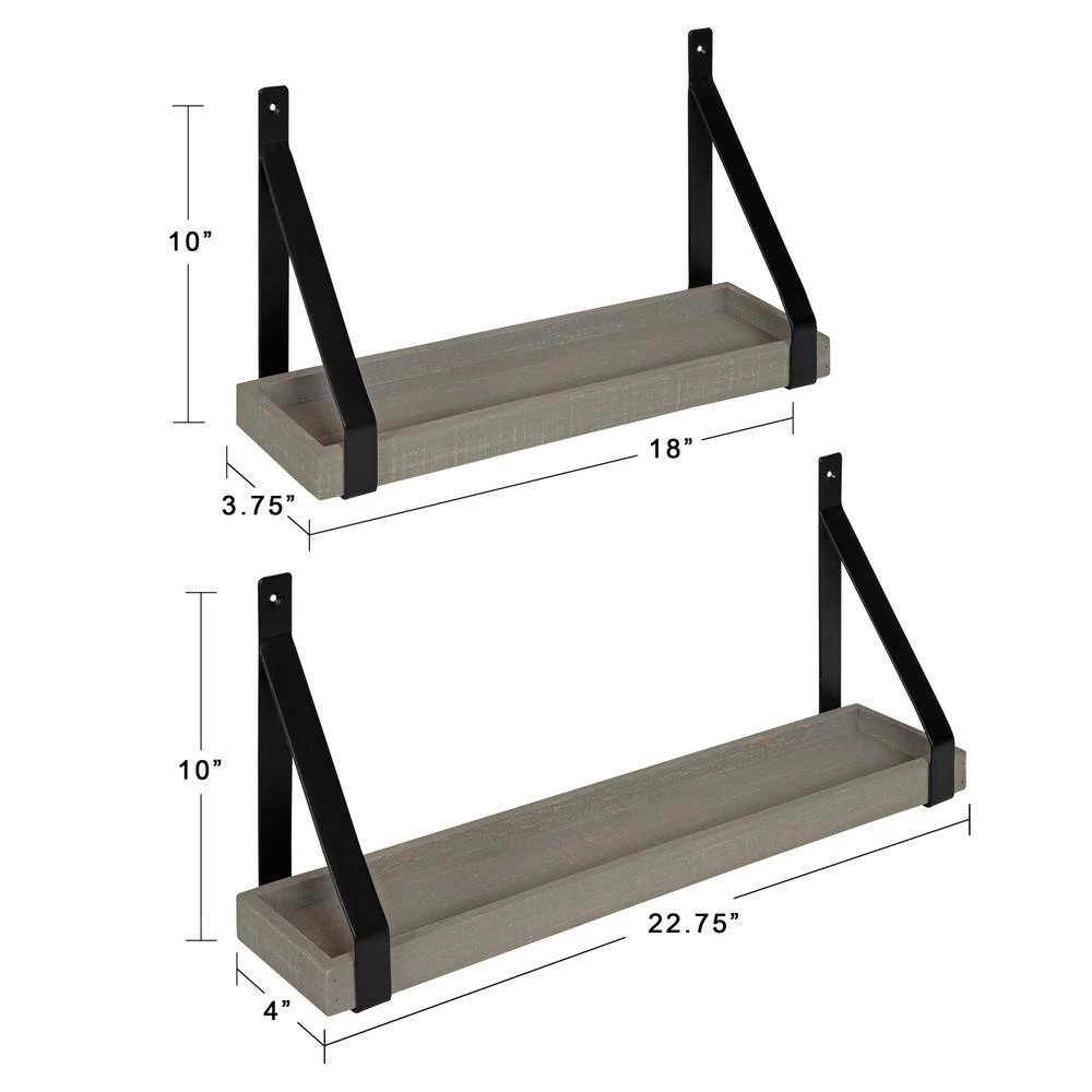 Sudbury 24 in. x 10 in. x 5 in. Gray Decorative Wall Shelf by Kate and Laurel 8 Sudbury 24 in. x 10 in. x 5 in. Gray Decorative Wall Shelf by Kate and Laurel - Image 6