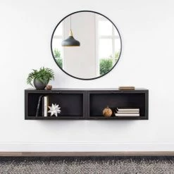 Trayce 9 in. x 24 in. x 12 in. Gray Metal Floating Decorative Cubby Wall Shelf With Brackets by Kate and Laurel -Kate and Laurel Shop gray kate and laurel decorative shelving 218799 76 1000