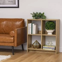 29.8 in. H x 27 in. W x 10 in. D Light Brown Heavy-Duty Decorative 4 Cube Organizer by IRIS -Kate and Laurel Shop light brwon iris cube storage organizers 596358 fa 1000