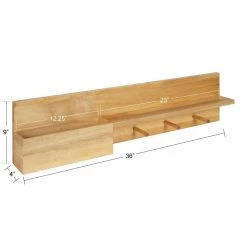 Astora 36 in. x 4 in. x 9 in. Natural Wood Floating Decorative Wall Shelf With Hooks Without Brackets by Kate and Laurel -Kate and Laurel Shop natural kate and laurel decorative shelving 218495 c3 1000