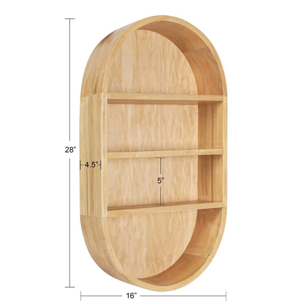 Hutton 28.00 in. x 16.00 in. x 28.00 in. Natural Wood Floating Decorative Wall Shelf without Brackets by Kate and Laurel 6 Hutton 28.00 in. x 16.00 in. x 28.00 in. Natural Wood Floating Decorative Wall Shelf without Brackets by Kate and Laurel - Image 4