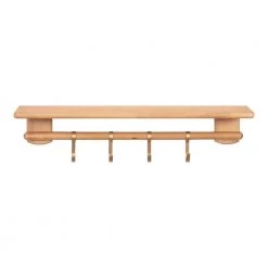 Alta 7.00 in. x 27.00 in. x 7.00 in. Natural Wood Floating Decorative Wall Shelf with Hooks by Kate and Laurel -Kate and Laurel Shop natural kate and laurel decorative shelving 220825 4f 1000