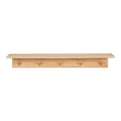 Alta 5.00 in. D 35.75 in. W 5.00 in. H Natural Wood Floating Decorative Wall Shelf with Hooks by Kate and Laurel -Kate and Laurel Shop natural kate and laurel decorative shelving 222287 4f 1000