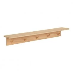 Alta 5.00 in. D 35.75 in. W 5.00 in. H Natural Wood Floating Decorative Wall Shelf with Hooks by Kate and Laurel