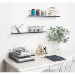 Benbrook 24 in. x 4 in. x 4 in. Navy Blue Decorative Wall Shelf by Kate and Laurel -Kate and Laurel Shop navy blue kate and laurel decorative shelving 213733 31 1000