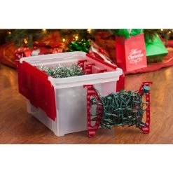 Light Storage Box with 4-Light Wraps in Red (3 per Pack) by IRIS -Kate and Laurel Shop red iris decoration storage 587781 31 1000