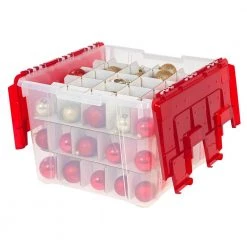 60 Qt. Holiday Wing-Lid Storage Bin with Ornament Dividers in Red by IRIS -Kate and Laurel Shop red iris storage bins 139611 44 1000