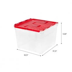 60 Qt. Holiday Wing-Lid Storage Bin with Ornament Dividers in Red by IRIS -Kate and Laurel Shop red iris storage bins 139611 76 1000