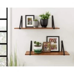Soloman 7 in. x 28 in. x 8 in. Rustic Brown/Black Decorative Wall Shelf by Kate and Laurel -Kate and Laurel Shop rustic brown black kate and laurel decorative shelving 212024 31 1000