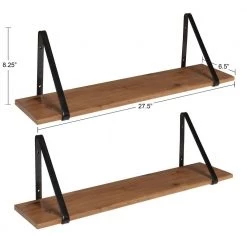 Soloman 7 in. x 28 in. x 8 in. Rustic Brown/Black Decorative Wall Shelf by Kate and Laurel -Kate and Laurel Shop rustic brown black kate and laurel decorative shelving 212024 fa 1000