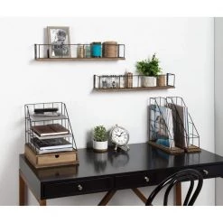 Benbrook 4 in. x 24 in. x 4 in. Rustic Brown/Black Wood Decorative Wall Shelf by Kate and Laurel -Kate and Laurel Shop rustic brown black kate and laurel decorative shelving 212066 44 1000
