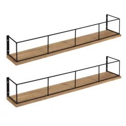 Benbrook 4 in. x 24 in. x 4 in. Rustic Brown/Black Wood Decorative Wall Shelf by Kate and Laurel