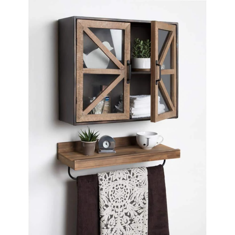 Mace 8 in. x 24 in. x 20 in. Rustic Brown/Black Decorative Cubby Wall Shelf by Kate and Laurel 9 Mace 8 in. x 24 in. x 20 in. Rustic Brown/Black Decorative Cubby Wall Shelf by Kate and Laurel - Image 7