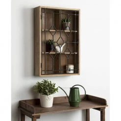 Megara 6 in. x 16 in. x 24 in. Rustic Brown/Black Wood with Metal Door Decorative Cabinet Wall Shelf by Kate and Laurel 15 Megara 6 in. x 16 in. x 24 in. Rustic Brown/Black Wood with Metal Door Decorative Cabinet Wall Shelf by Kate and Laurel -Kate and Laurel Shop rustic brown black kate and laurel decorative shelving 213058 31 1000
