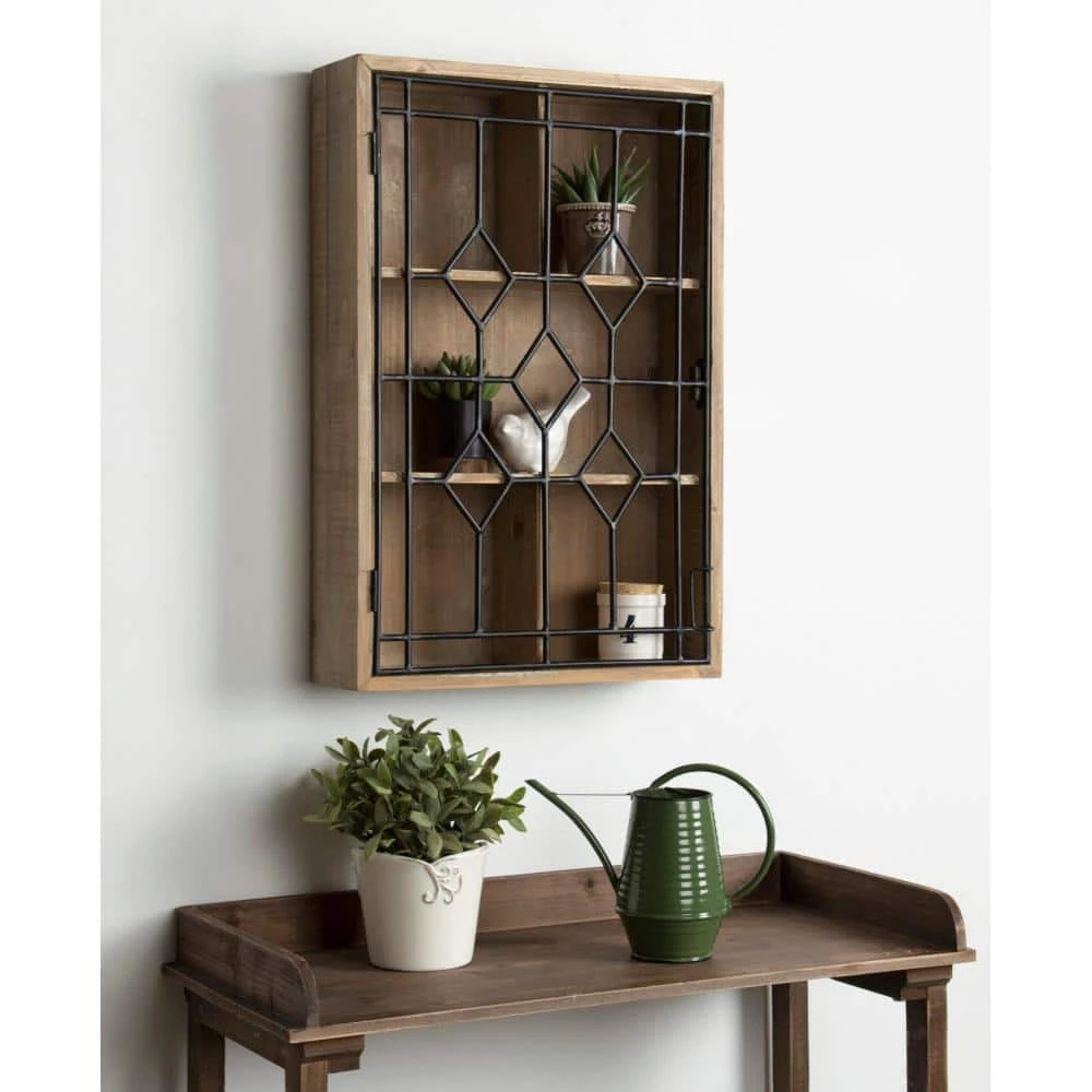 Megara 6 in. x 16 in. x 24 in. Rustic Brown/Black Wood with Metal Door Decorative Cabinet Wall Shelf by Kate and Laurel 9 Megara 6 in. x 16 in. x 24 in. Rustic Brown/Black Wood with Metal Door Decorative Cabinet Wall Shelf by Kate and Laurel - Image 7