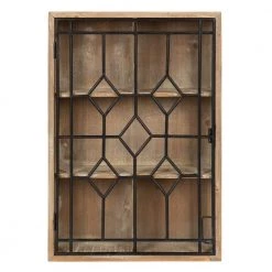 Megara 6 in. x 16 in. x 24 in. Rustic Brown/Black Wood with Metal Door Decorative Cabinet Wall Shelf by Kate and Laurel