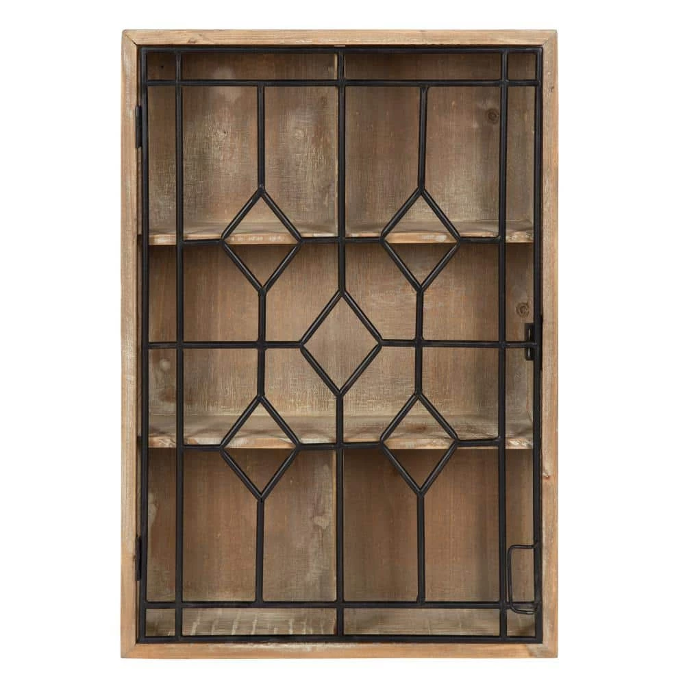 Megara 6 in. x 16 in. x 24 in. Rustic Brown/Black Wood with Metal Door Decorative Cabinet Wall Shelf by Kate and Laurel 3 Megara 6 in. x 16 in. x 24 in. Rustic Brown/Black Wood with Metal Door Decorative Cabinet Wall Shelf by Kate and Laurel