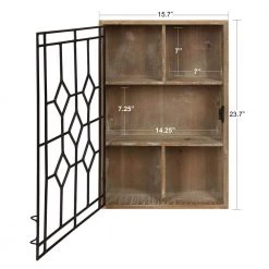 Megara 6 in. x 16 in. x 24 in. Rustic Brown/Black Wood with Metal Door Decorative Cabinet Wall Shelf by Kate and Laurel 12 Megara 6 in. x 16 in. x 24 in. Rustic Brown/Black Wood with Metal Door Decorative Cabinet Wall Shelf by Kate and Laurel -Kate and Laurel Shop rustic brown black kate and laurel decorative shelving 213058 77 1000