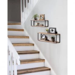 Rustic 22 in. x 6 in. x 8 in. Rustic Brown/Black Decorative Wall Shelf by Kate and Laurel -Kate and Laurel Shop rustic brown black kate and laurel decorative shelving 215658 31 1000