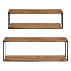 Rustic 22 in. x 6 in. x 8 in. Rustic Brown/Black Decorative Wall Shelf by Kate and Laurel -Kate and Laurel Shop rustic brown black kate and laurel decorative shelving 215658 4f 1000