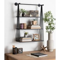 23 in. x 30 in. x 8 in. Rustic Brown/Black Decorative Wall Shelf by Kate and Laurel -Kate and Laurel Shop rustic brown black kate and laurel decorative shelving 215665 31 1000