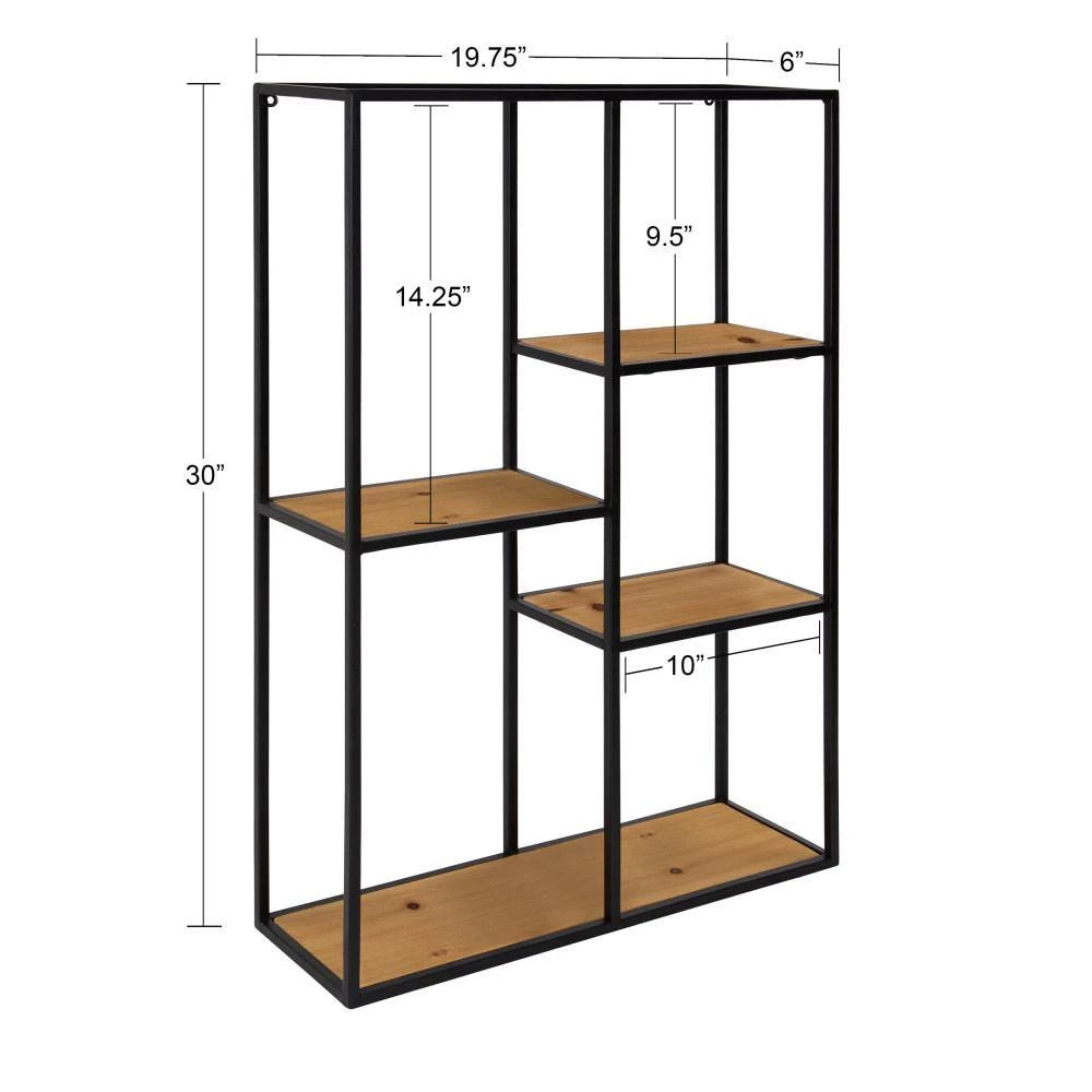 Ulna 20 in. x 30 in. x 6 in. Rustic Brown/Black Decorative Wall Shelf by Kate and Laurel 4 Ulna 20 in. x 30 in. x 6 in. Rustic Brown/Black Decorative Wall Shelf by Kate and Laurel - Image 2