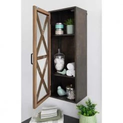 Mace 8 in. x 12 in. x 30 in. Rustic Brown/Black Metal and Wood Decorative Cubby Wall Shelf by Kate and Laurel -Kate and Laurel Shop rustic brown black kate and laurel decorative shelving 216894 31 1000