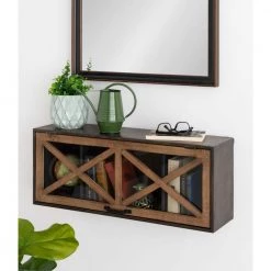 Mace 8 in. x 12 in. x 30 in. Rustic Brown/Black Metal and Wood Decorative Cubby Wall Shelf by Kate and Laurel -Kate and Laurel Shop rustic brown black kate and laurel decorative shelving 216894 4f 1000