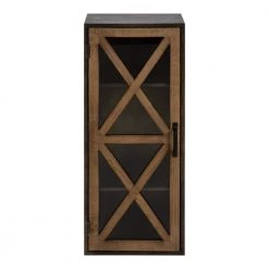 Mace 8 in. x 12 in. x 30 in. Rustic Brown/Black Metal and Wood Decorative Cubby Wall Shelf by Kate and Laurel