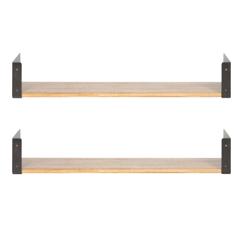 Rodi 6 in. x 24 in. x 4 in. Rustic Brown/Black Metal Floating Decorative Wall Shelf Without Brackets by Kate and Laurel 7 Rodi 6 in. x 24 in. x 4 in. Rustic Brown/Black Metal Floating Decorative Wall Shelf Without Brackets by Kate and Laurel - Image 5