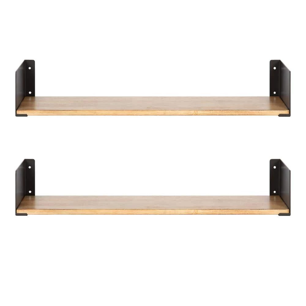 Rodi 6 in. x 24 in. x 4 in. Rustic Brown/Black Metal Floating Decorative Wall Shelf Without Brackets by Kate and Laurel 6 Rodi 6 in. x 24 in. x 4 in. Rustic Brown/Black Metal Floating Decorative Wall Shelf Without Brackets by Kate and Laurel - Image 4