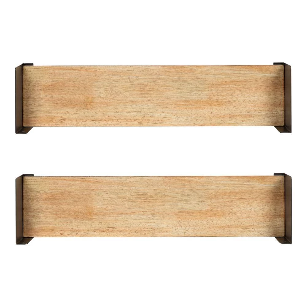 Rodi 6 in. x 24 in. x 4 in. Rustic Brown/Black Metal Floating Decorative Wall Shelf Without Brackets by Kate and Laurel 4 Rodi 6 in. x 24 in. x 4 in. Rustic Brown/Black Metal Floating Decorative Wall Shelf Without Brackets by Kate and Laurel - Image 2