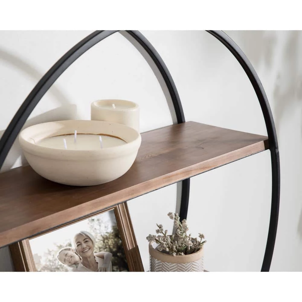 Sequoia 7 in. x 24 in. x 24 in. Rustic Brown Wood Floating Decorative Wall Shelf Without Cubbies With Brackets by Kate and Laurel 9 Sequoia 7 in. x 24 in. x 24 in. Rustic Brown Wood Floating Decorative Wall Shelf Without Cubbies With Brackets by Kate and Laurel - Image 7