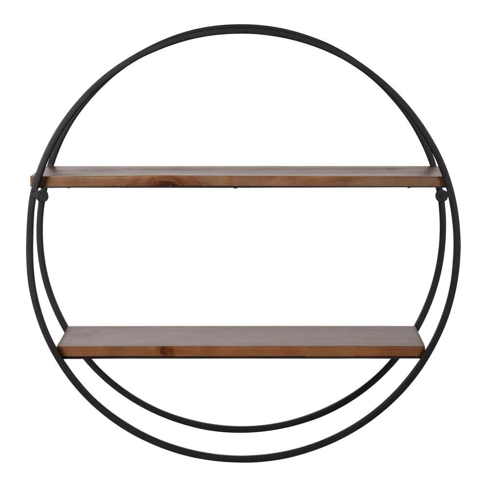 Sequoia 7 in. x 24 in. x 24 in. Rustic Brown Wood Floating Decorative Wall Shelf Without Cubbies With Brackets by Kate and Laurel 5 Sequoia 7 in. x 24 in. x 24 in. Rustic Brown Wood Floating Decorative Wall Shelf Without Cubbies With Brackets by Kate and Laurel - Image 3