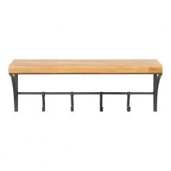 Ozias 9 in. x 23.75 in. x 9 in. x Rustic Brown Wood Floating Decorative Wall Shelf with Hooks by Kate and Laurel -Kate and Laurel Shop rustic brown black kate and laurel decorative shelving 220837 4f 1000