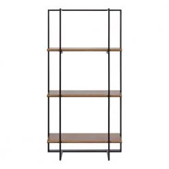 Kercheval 6.25 in. D 15.75 in. W 31.50 in. H Rustic Brown Metal Floating Decorative Wall Shelf by Kate and Laurel -Kate and Laurel Shop rustic brown black kate and laurel decorative shelving 222356 1f 1000