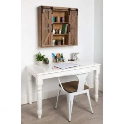 Cates 8 in. x 30 in. x 28 in. Rustic Brown Decorative 2-Door Cabinet Wall Shelf by Kate and Laurel -Kate and Laurel Shop rustic brown kate and laurel decorative shelving 211224 31 1000