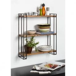 Lintz 7 in. x 26 in. x 31 in. Rustic Brown Metal Decorative Wall Shelf by Kate and Laurel -Kate and Laurel Shop rustic brown kate and laurel decorative shelving 211959 31 1000