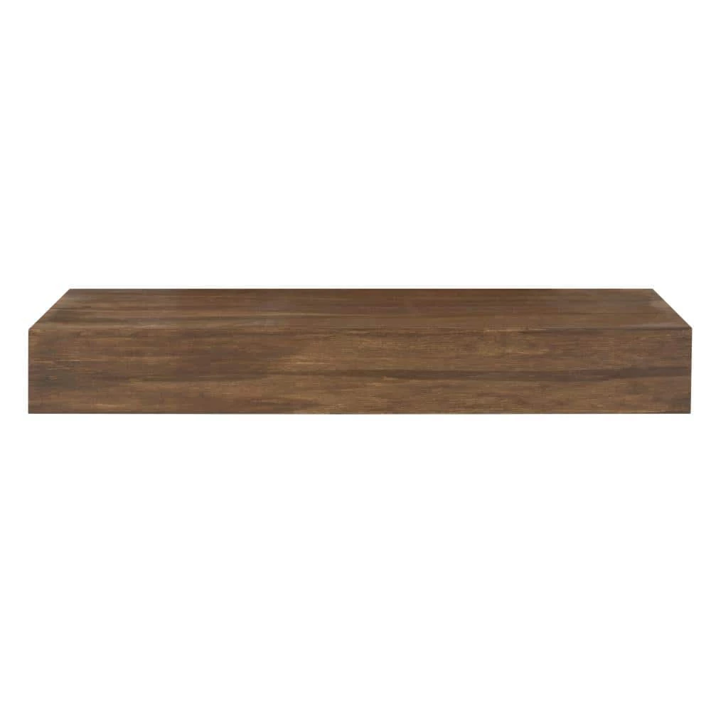 Boxx 8 in. x 36 in. x 5 in. Rustic Brown Wood Decorative Wall Shelf by Kate and Laurel 4 Boxx 8 in. x 36 in. x 5 in. Rustic Brown Wood Decorative Wall Shelf by Kate and Laurel - Image 2