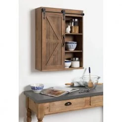 Cates 8 in. x 22 in. x 28 in. Rustic Brown Wood Decorative Cabinet Wall Shelf by Kate and Laurel -Kate and Laurel Shop rustic brown kate and laurel decorative shelving 212510 31 1000
