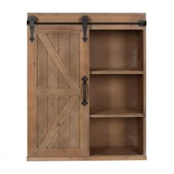Cates 8 in. x 22 in. x 28 in. Rustic Brown Wood Decorative Cabinet Wall Shelf by Kate and Laurel