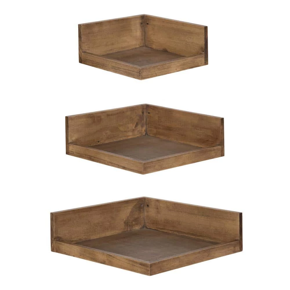 Levie 12 in. x 4 in. x 12 in. Rustic Brown Decorative Wall Shelf by Kate and Laurel 3 Levie 12 in. x 4 in. x 12 in. Rustic Brown Decorative Wall Shelf by Kate and Laurel