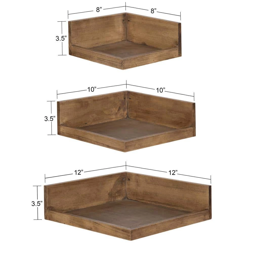 Levie 12 in. x 4 in. x 12 in. Rustic Brown Decorative Wall Shelf by Kate and Laurel 4 Levie 12 in. x 4 in. x 12 in. Rustic Brown Decorative Wall Shelf by Kate and Laurel - Image 2