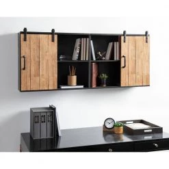Samuels 7 in. x 24 in. x 20 in. Rustic Brown Wood Floating Decorative Cubby Wall Shelf With Brackets by Kate and Laurel -Kate and Laurel Shop rustic brown kate and laurel decorative shelving 217089 76 1000