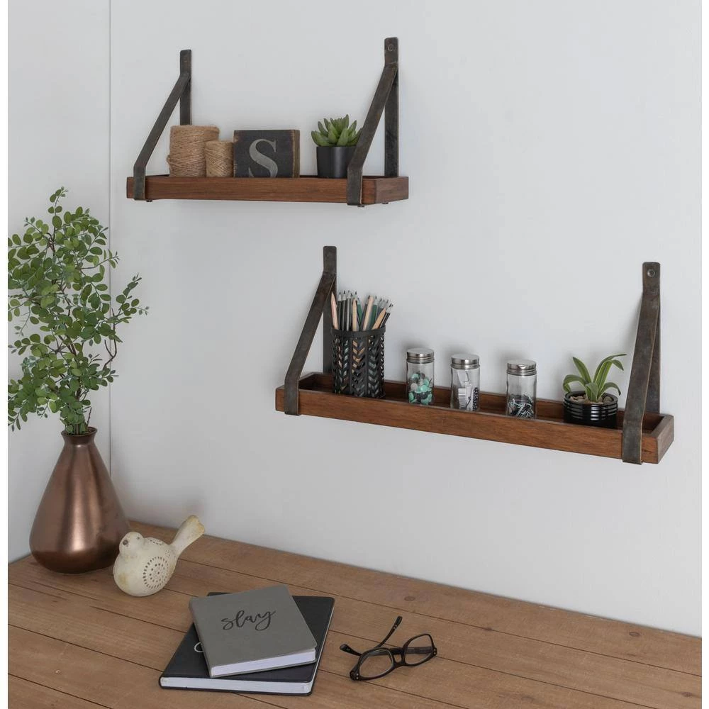 Sudbury 24 in. x 10 in. x 5 in. Rustic Brown Decorative Wall Shelf by Kate and Laurel 9 Sudbury 24 in. x 10 in. x 5 in. Rustic Brown Decorative Wall Shelf by Kate and Laurel - Image 7