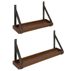 Sudbury 24 in. x 10 in. x 5 in. Rustic Brown Decorative Wall Shelf by Kate and Laurel