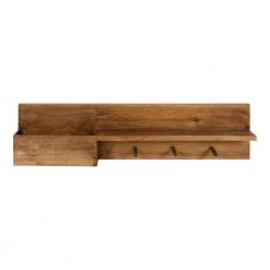 Astora 36 in. x 4 in. x 9 in. Rustic Brown Wood Floating Decorative Wall Shelf With Hooks Without Brackets by Kate and Laurel -Kate and Laurel Shop rustic brown kate and laurel decorative shelving 218496 4f 1000