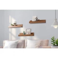 Levie 18 in. x 4 in. x 4 in. Rustic Brown Wood Floating Decorative Wall Shelf Without Brackets by Kate and Laurel -Kate and Laurel Shop rustic brown kate and laurel decorative shelving 218503 31 1000