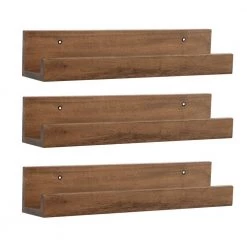 Levie 18 in. x 4 in. x 4 in. Rustic Brown Wood Floating Decorative Wall Shelf Without Brackets by Kate and Laurel