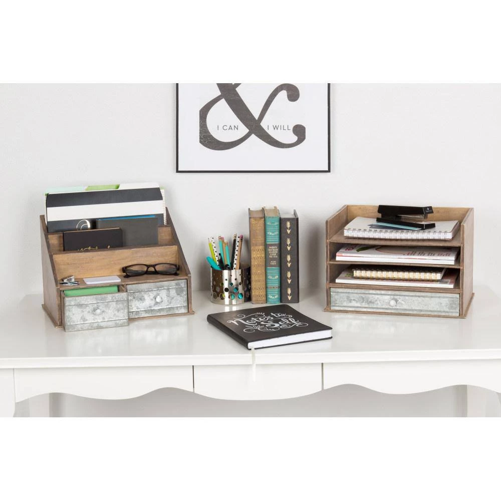 Industrious Rustic Brown/Silver Wood File Folder Organizer by Kate and Laurel 7 Industrious Rustic Brown/Silver Wood File Folder Organizer by Kate and Laurel - Image 5